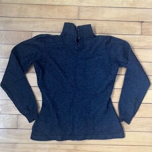 Holt Renfrew Wool Cashmere Mock Neck Sweater Charcoal Grey Button Back Medium